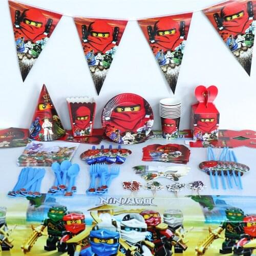 Masked Ninja Theme Tableware Balloon Birthday Party Decoration Disposable Party Plate Ninja Cartoon Balloon Party Baby Shower