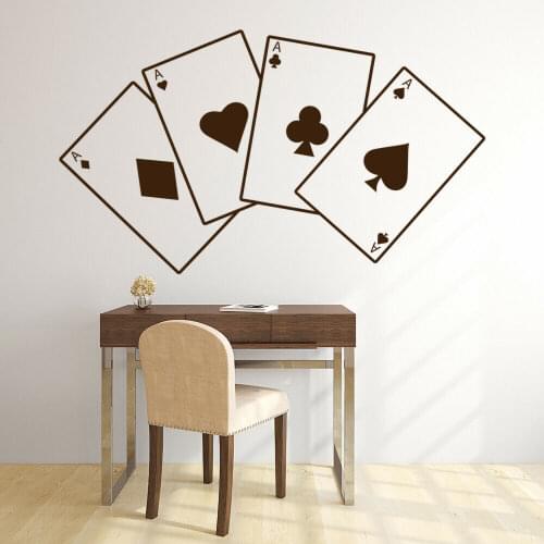 Wall Sickers Poker Card Vinyl Wall Decal Casino Games Poster Decoration Porkers Pattern Wallpaper Murals Art AF066