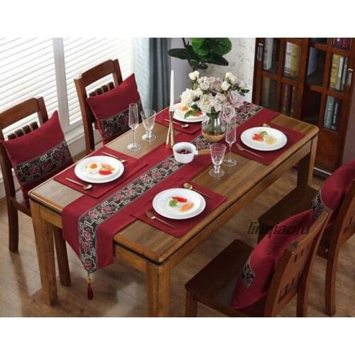 New Chinese Zen cotton and linen table runner, modern minimalist table runner long decorative cloth