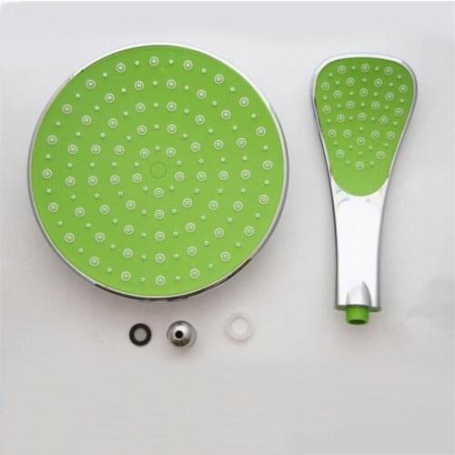 Newest Shower Room High Quality Green Shower Head Set 9 Inch Round Rainfall Top Shower Head And Shower Nozzle Electroplated