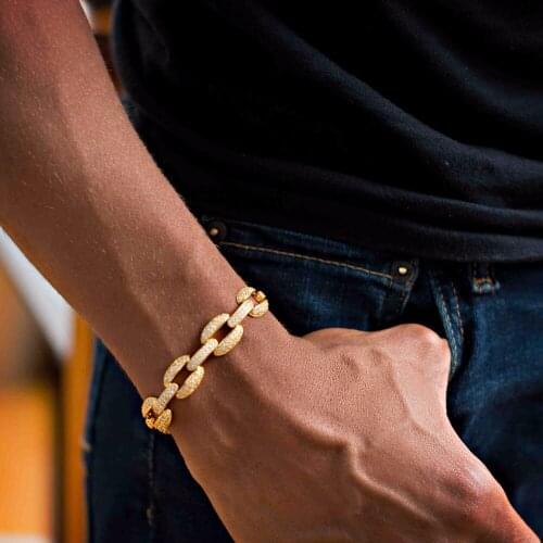 2021 New Arrive Hiphop Rock Design Link Chain Circle Hip Hop Bling Iced Out Cool Mens Jewelry AAA Cz CHAIN Gold Filled Bracelet