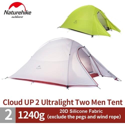 NatureHike 2 Person Ultralight Camping Tent 20D Silicone/210T Plaid Fabric Waterproof Tent Double-layer Backpacking Camping Tent