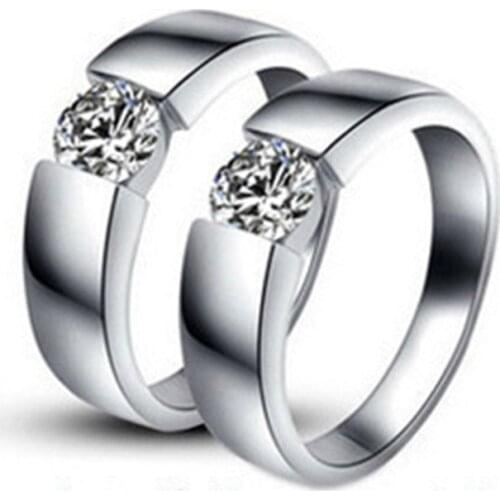 0.5Ct each Test Positive Moissanite Couple Rings for Lovers His and Her Jewelry Solid 14K White Gold Ring