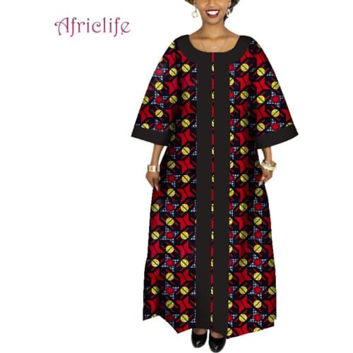 Bazin Casual A-Line Long Dress Plus Size African Dresses Women Fashion Design African Dashiki Traditional Lady Clothing WY4095