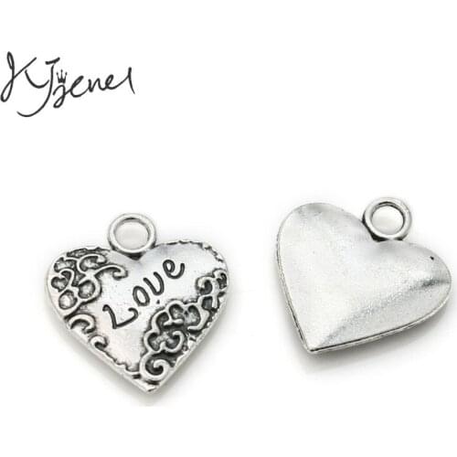 10Pcs/lot Antique Silver Plated Heart Love Charm Pendant Bracelets Jewelry Findings Accessories Making Craft DIY 20x18mm
