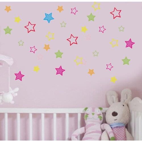 Translucent PVC colorful stars wall stickers DIY childrens room graffiti stickers Home decoration mural wallpaper