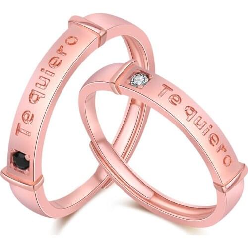 The Letters I Love You In Spanish Rose Gold Couple Ring Adjustable Ring Love Ring