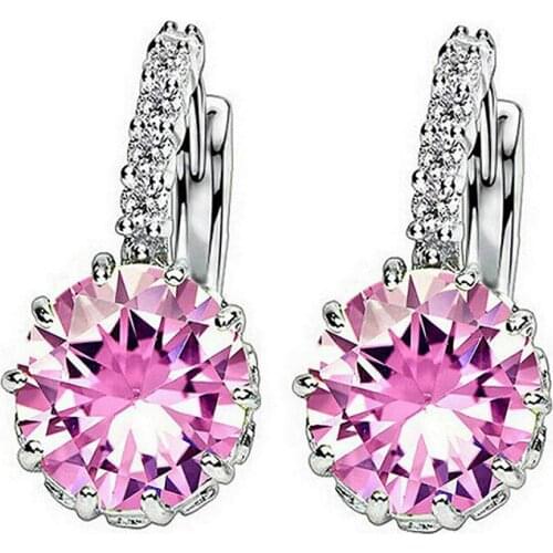 1pcs Sell Blue Luxury Ear Hoop Earrings For Women Round With Cubic Zircon Flower Earrings Women Jewelry