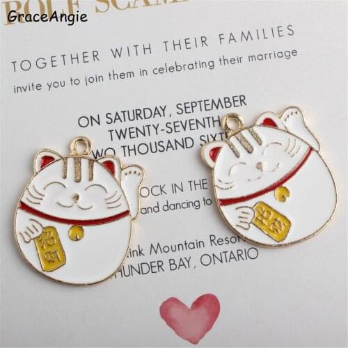 5pcs Lucky Cat Jewerly Charm Bangle Bracelet Enamel Charms for Jewelry Making Floating Metal Gift DIY Christmas Dec