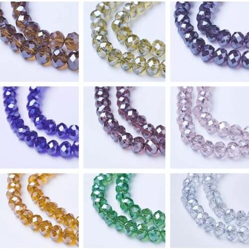 10 Strand Electroplate Faceted Glass Beads 4mm 6mm 8mm For for jewelry making DIY Bracelet Necklace Strands Decor Accessories