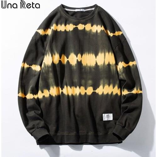 Una Reta Tie-Dye Sweatshirts Spring Autumn Men Clothing Hip Hop Pullover Harajuku Tops Sweatshirt Man