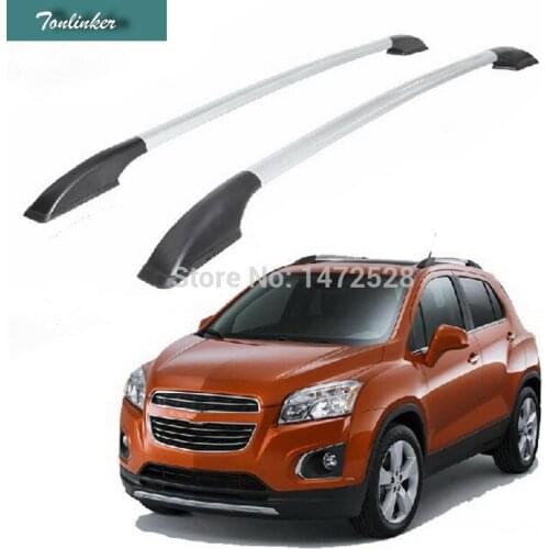 Tonlinker 2 PCS DIY 4 Free Tripod Pad Car Styling Aluminum Modified Punch-free Roof Rack Stickers for Chevrolet TRAX Accessories