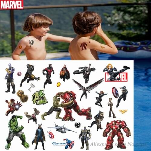 Hasbro Spiderman Marvel The Avengers Children Cartoon Temporary Tattoo Sticker For Boys Cartoon Toys Waterproof Party Kids Gift