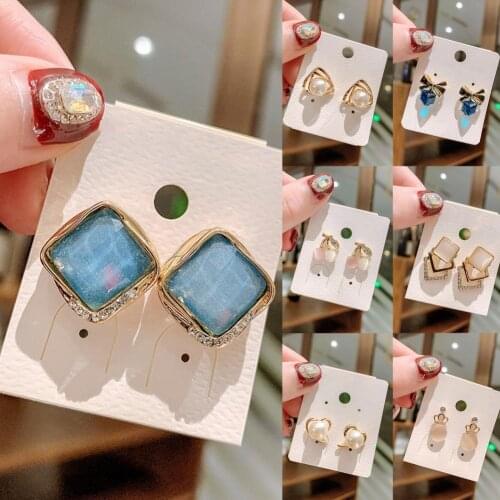 Alloy Ear Stud Geometrical Korean Faux Pearls Women Earrings Earring Gifts