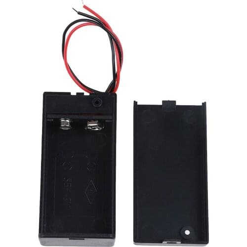 1pc 9V Battery Storage Case Plastic Box Holder With Leads ON/OFF switch cover
