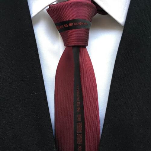2021 Mens Ties Jacquard Woven Neck Tie Unique Panel Neckties Burgundy Red with Black Personality Stripe