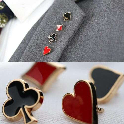4pcs/Set Novelty Poker Themed Lapel Pin for Women Men Suit Dress Decoration Brooch Badge Collar Pins
