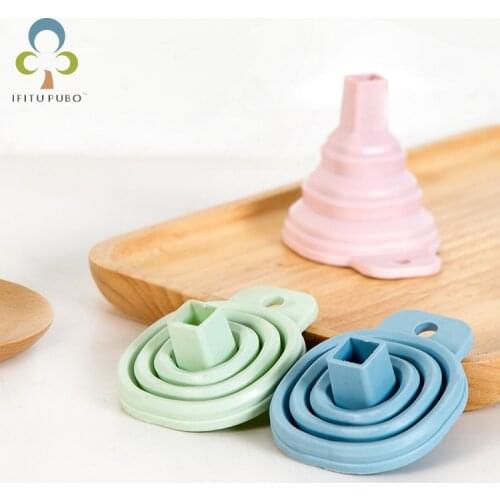 4pcs Portable Mini Silicone Folding Funnels Household Liguid Dispensing Kitchen Tools Food Grade Collapsible Funnel DDJ