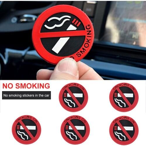 5 Pcs Car Styling No Smoking Warning Logo Rubber Stickers Car Stickers (Round) Car Automotive Interior Accessories Dropshipping