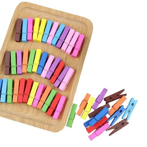 50PCS Colored Mini Wooden Clips DIY Party Home Decoration Craft Arts Clip Cute Small Clamps For Memo Paper Bookmark Photo Clips