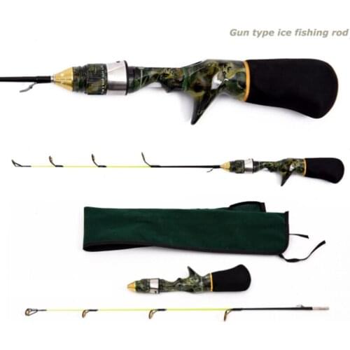 50cm 60cm Camouflage gun type ice fishing raft fishing rod solid rod slightly spear rod fishing tackle