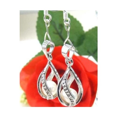 6-7mm White Natural Pearl Dangle Earrings for Women & 10*20mm Helix Pendant Hook