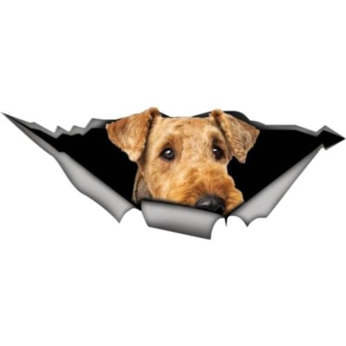 Creative Car Sticker 3D Airedale Terrier Pet Dog Animal Accessories Motorcycle Waterproof Car Window Decal PVC 13cm X 5cm