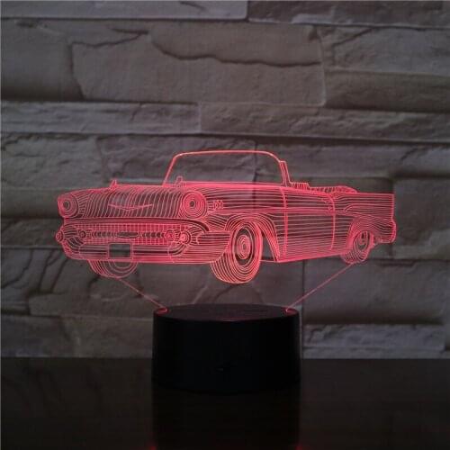 Car Series 3d Night Light 7 Color Crack Tucker Led Night Lamp Created Gift Decorative 3d Led Lamp Christmas Decorations