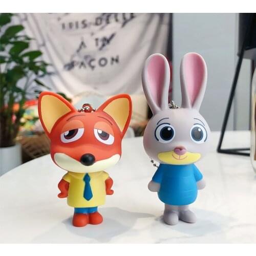 Disney Cartoon PVC Zootopia Nick Judy Keychain Creative Cute Fox Rabbit Figure Model Bag Pendant Car Key Chain Decoration Gifts