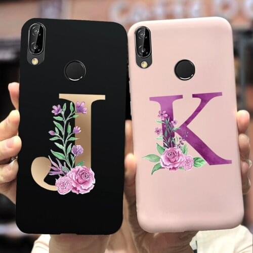 For Huawei P20 Lite Case Cute 26 Letters Back Cover For Huawei P 20 Lite P 20Lite Phone Cases Soft TPU Fundas 5.84'' Full Bumper