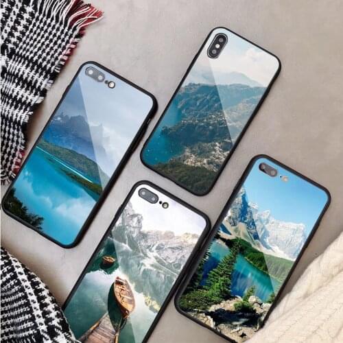 Natural view Tempered Glass Phone Case For iphone 12 11 Pro Max 5 6 7 8 X XS XR XSMax Shell 12Pro Max Cover Shell