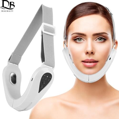 EMS Facial Massager V-Line Chin Lift Belt Machine Face Slimming Vibration Red Light Blue Light LED Face Care Lifting Device