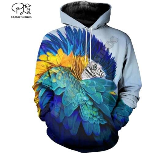 PLstar Cosmos Colorful Parrot 3D Printed Hoodies Casual Men/Women Zipper Hooded Funny Animal Unisex Brand Streetwear Apparel P21