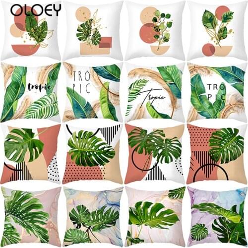 Summer Tropical Leaf Cushion Cover Monstera Flowers Printed Pillowcase Hawaii Party Decoration Hawaiian Birthday Favors