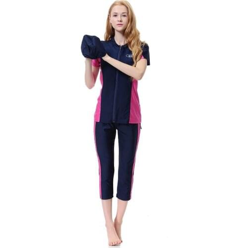 Hot Selt Women Conservative Muslim Swimsuit Suit Full Cover Islamic Zipper Swimsuit