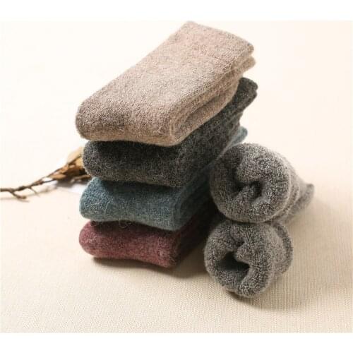 Merino Wool Rabbit Socks Russia Super Thicker Solid Socks Against Cold Snow Socks Winter Funny Happy Socks Female Women Socks