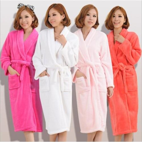Fashion Autumn Winter Bathrobes For Women Men Ladys Long Sleeve Flannel Robe Female Male Sleepwear Lounges Homewear Pajamas