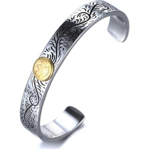 Fashion Trend Animal Pattern European and American Style Retro Punk Mens Jewelry Stainless Steel Golden Eagle Bracelet