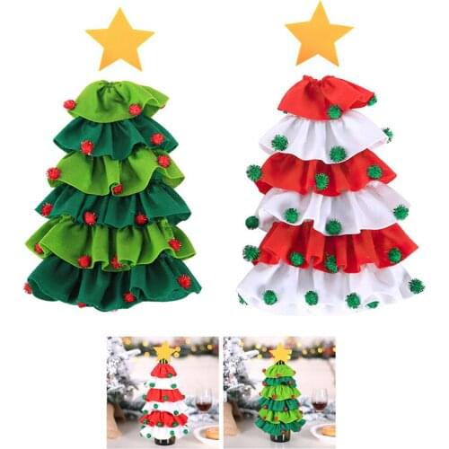 New Year 2021 Wine Bottle Cover Christmas Decoration Ball Tree for Home Dinner Destop Decor Xmas Gift