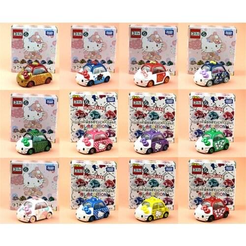 Original TAKARA TOMY Hello Kitty Die-cast Alloy Car Model 12 Colors Childrens Collection Childrens Birthday Christmas Gifts