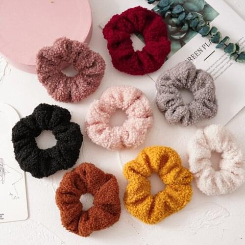 Autumn winter plush large intestine ring womens coils hair wool lamb hair ring versatile