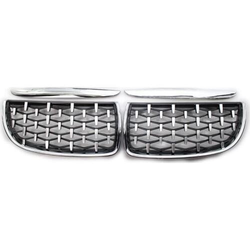 Pair of Front Grille Chrome Diamond Meteor Style Fit For BMW 3 Series E90 Sedan Wagon 2005-2008