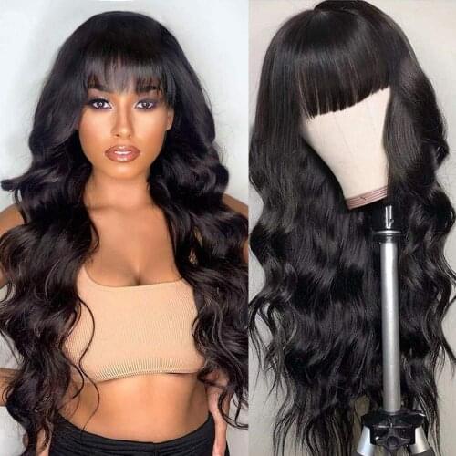 Rebecca Human Hair Wigs With Bangs Body Wave Wigs With Bang Wet Wavy Remy Hair Long Hair Natural Color Wig With Bangs For Women