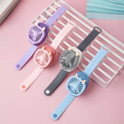 Mini Carry Wrist Fan Watch Summer Portable Rotatable USB Rechargeable Air Cooling Fan Detachable Personal Toy Watch Table Fan