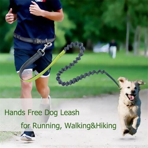 Dog Walking Leash Hands Free Elastic Waist Dog Leashes Running Jogging Dog Lead Collar Adjustable Nylon Reflective Leash