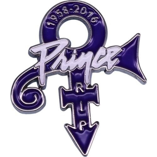 Rip Prince pin Purple Rain style font fans tribute commemorative badge music art accessory