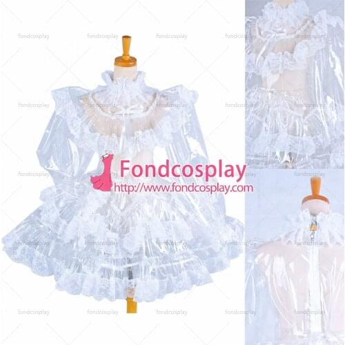 Clear PVC Sissy maid lockable dress TPU Uniform Tailor-made[G1572]