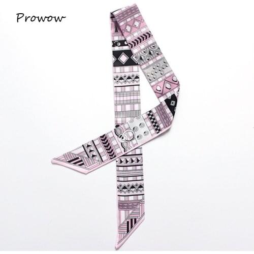 Classic head narrow long Scarf Twill Fashion Geometric patterns Scarf Womens Tie Bag Handle Ribbon skinny scarves SJ086