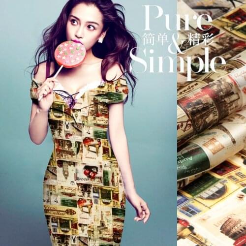 PRINT SILK ORGANZA SATIN FABRIC 135cm width 14momme Silk Fabric Crafts Materials Vintage Painting 0.5 meter/lot