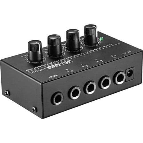 Eu Plug,Ha400 Ultra-Compact 4 Channels Mini Audio Stereo Headphone Amplifier With Power Adapter Black